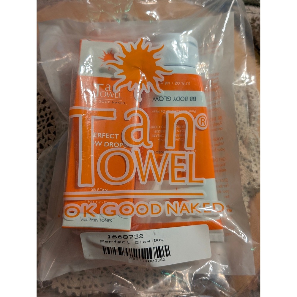 TanTowel Perfect Glow Duo Kit Self Tan Drops and BB Body Glow Gradual Tanner NEW - Picture 2 of 4